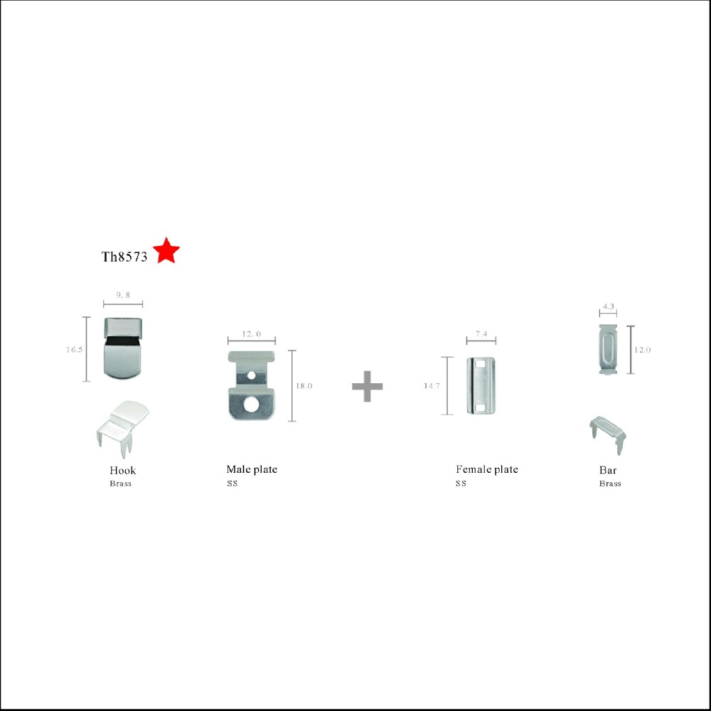 TH4573	男装两爪西裤扣-不锈钢