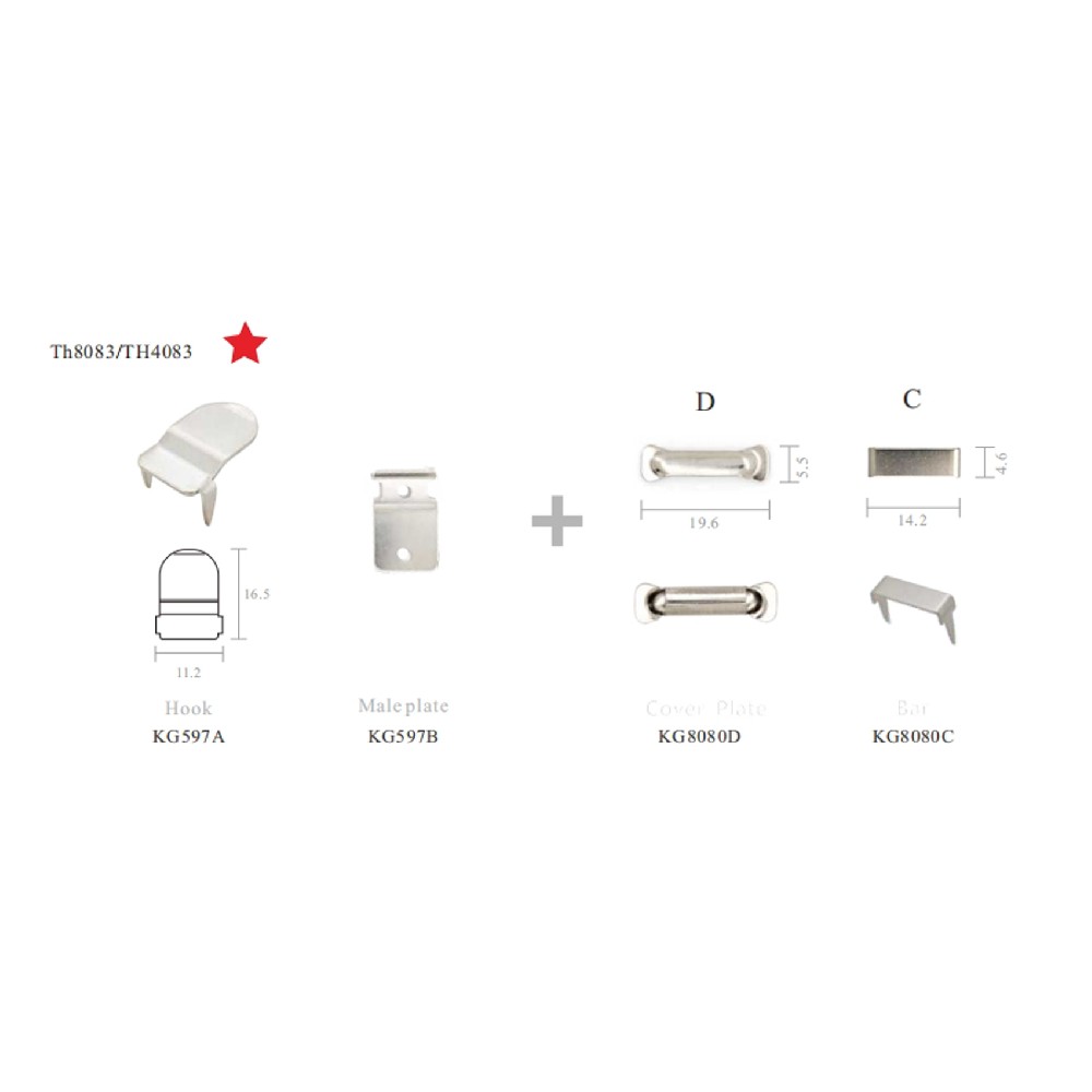 TH4083	TH497AB+TH4080CD西裤钩	不锈钢