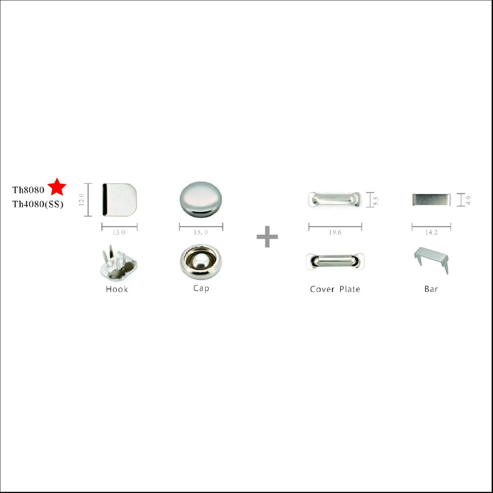 TH4080  15mm钮面强力款四爪西裤扣 不锈钢