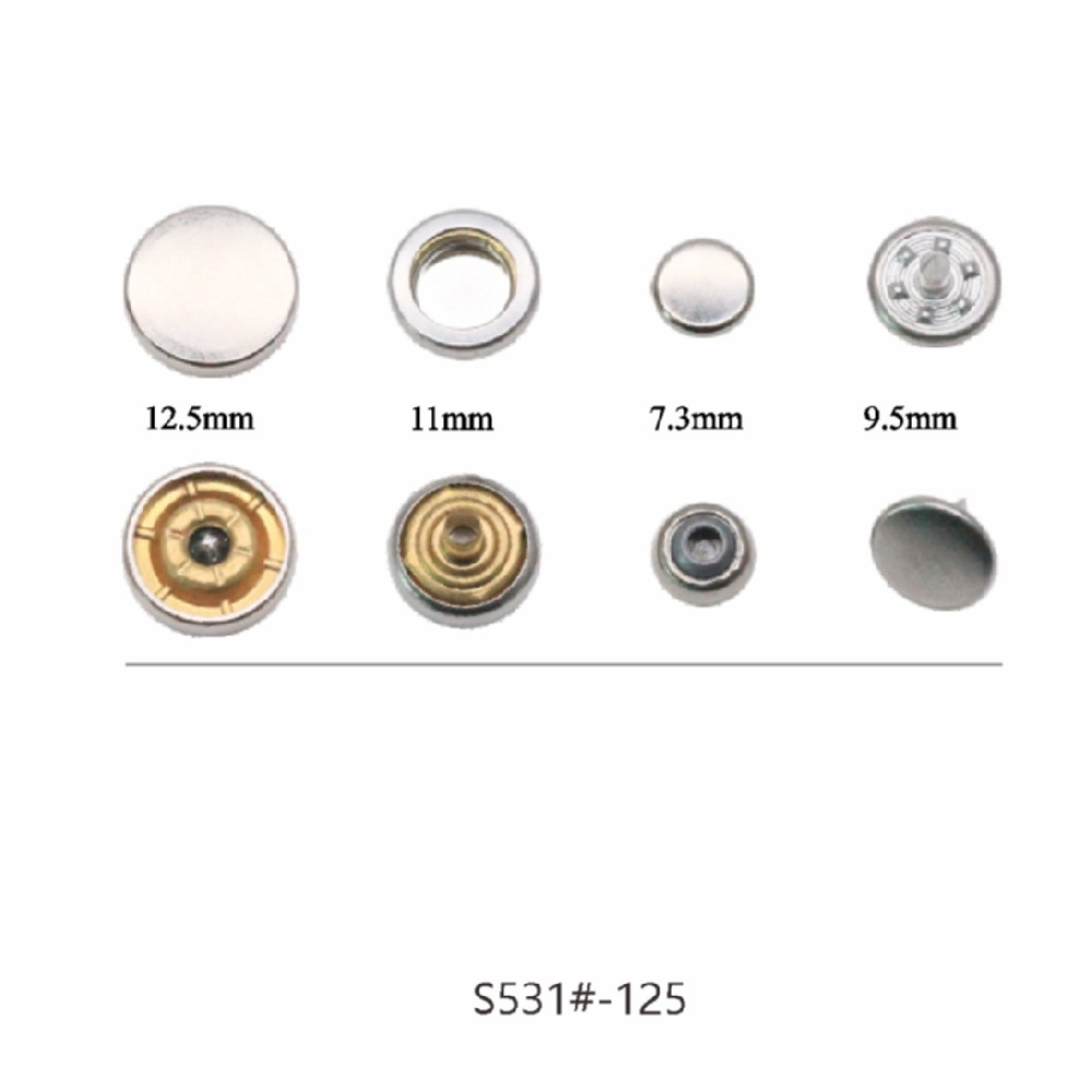 S531  12.5mm平板面四合扣小钮珠公扣铝尖钉