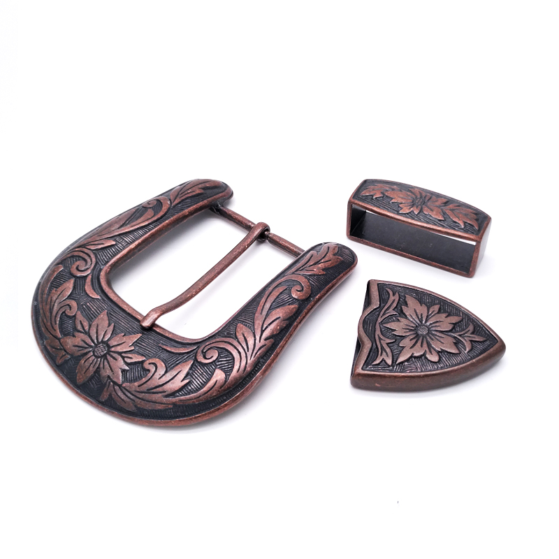 WG3411  40mm内径凸花纹皮带扣三件套