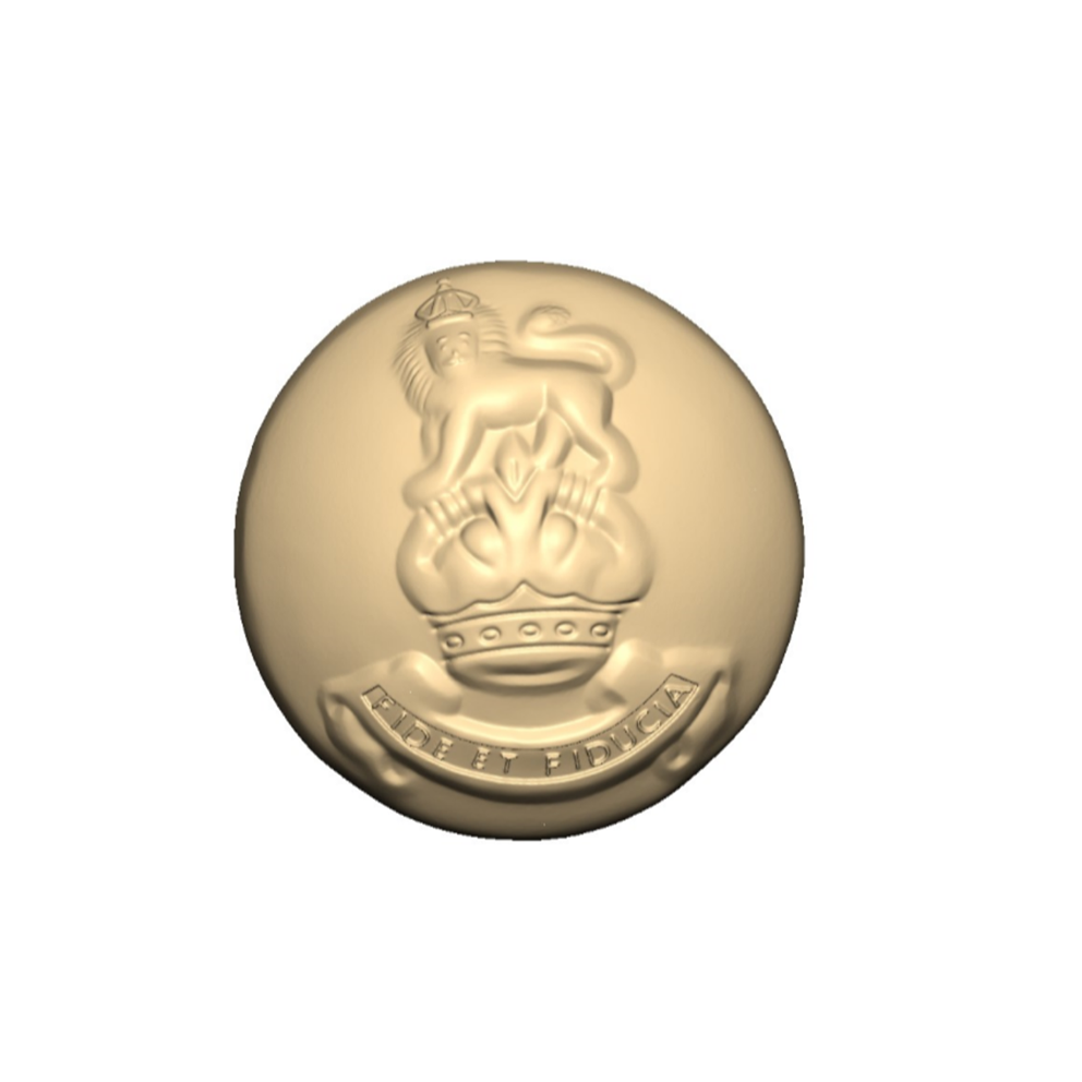 20mm合金线脚钮凸狮子+凸字唛FIDE ET FIDUCIA