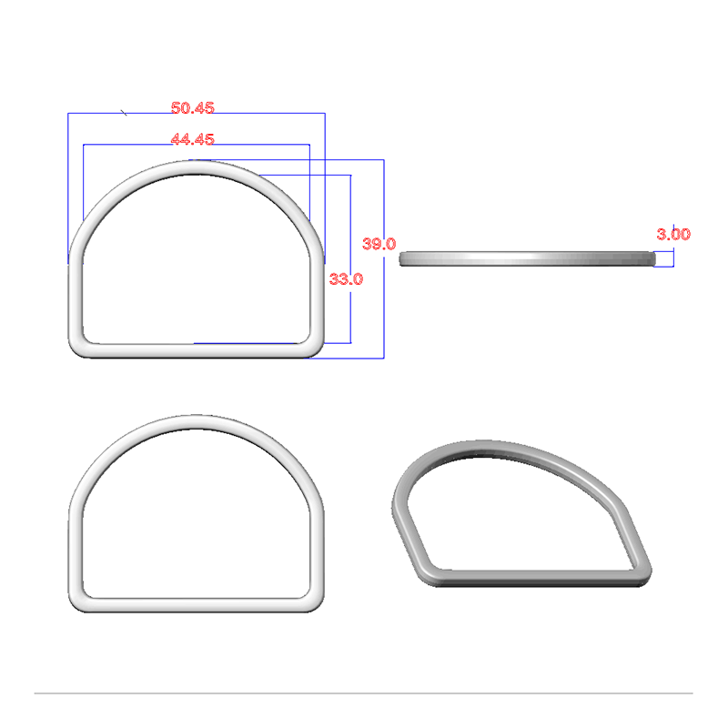 WA6631-45MM    45mm 方形合金D型环