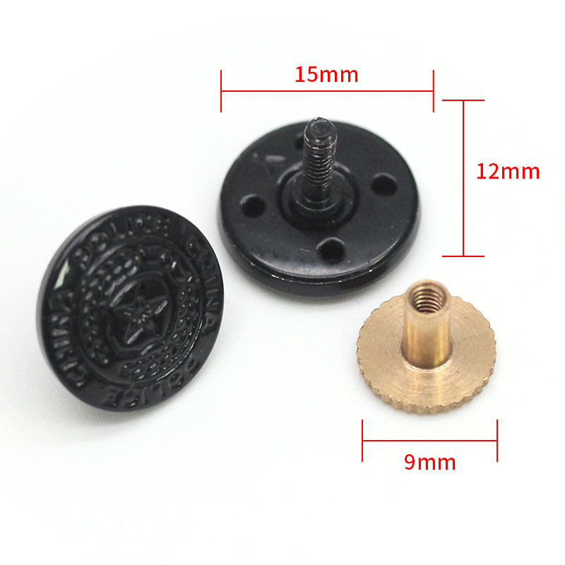 15-12mm 线脚钮面螺丝款制服肩扣