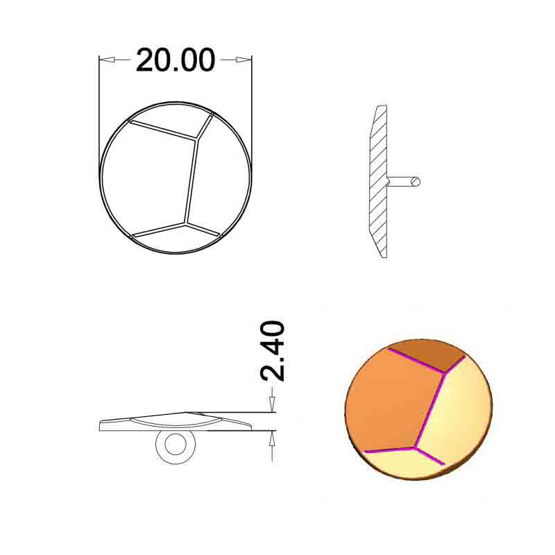 20mm合金不规则 菱形面线脚钮