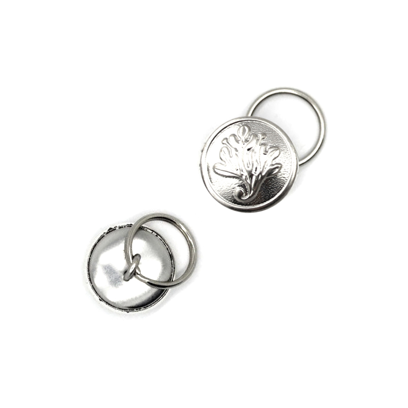 WH2540  15mm树叶图案铜夹线脚钮配12mm铁匙圈