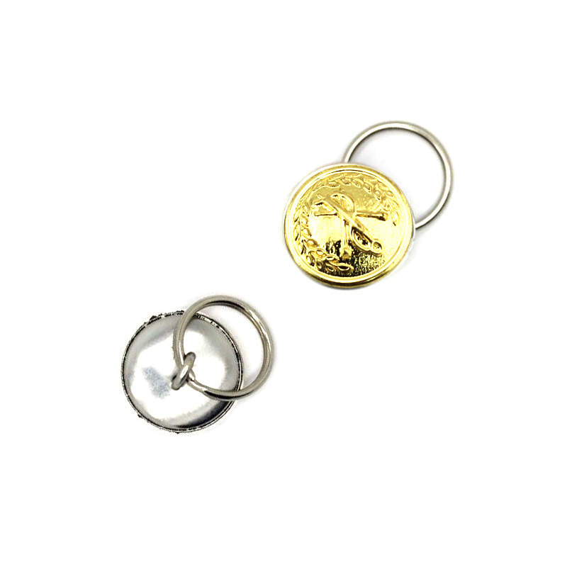 WH2544  15mm禾花图案铜夹线脚钮配12mm铁匙圈