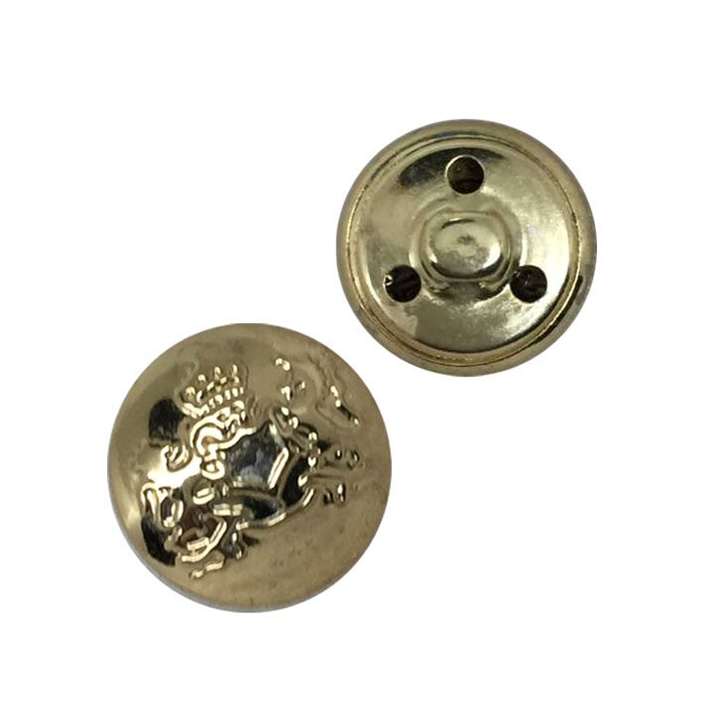 18mm铜皮过检针制服扣 皇冠图案铜线脚钮(方脚)