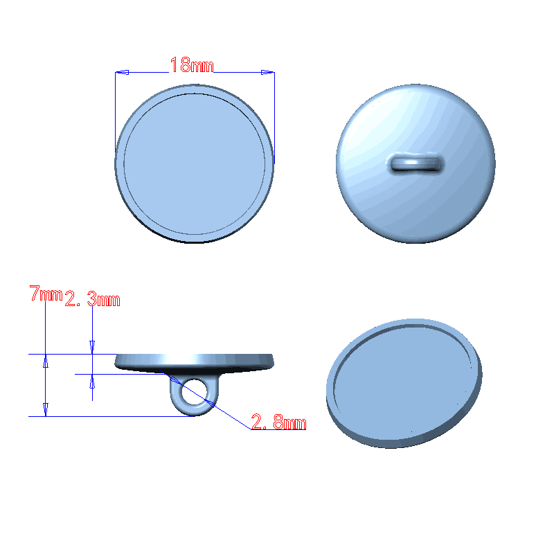 18mm合金光身平面滴胶线脚钮 滴胶款