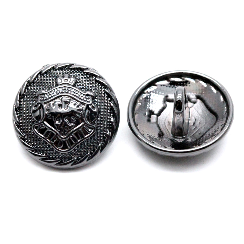 17mm 亮黑色合金线脚钮  展翅雄鹰 皇冠