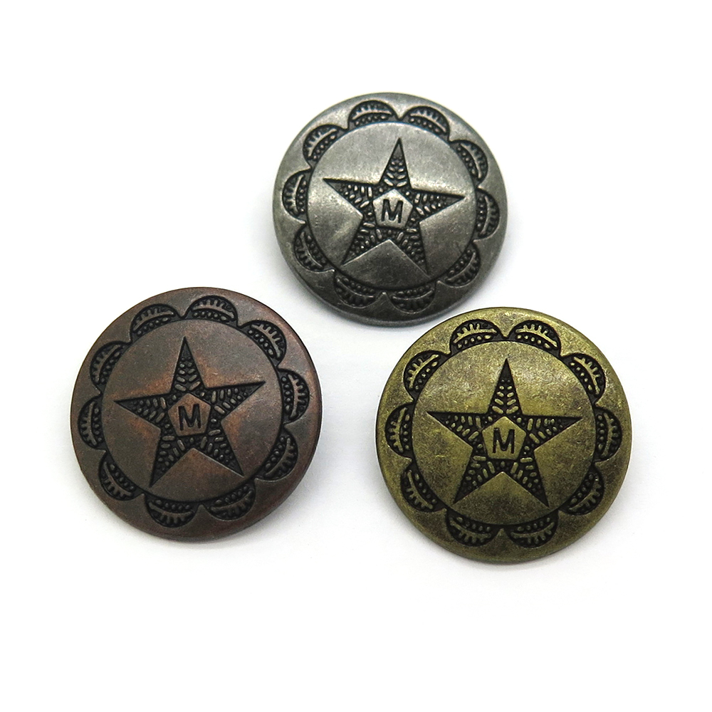 15mm合金凹五角星图案线脚钮