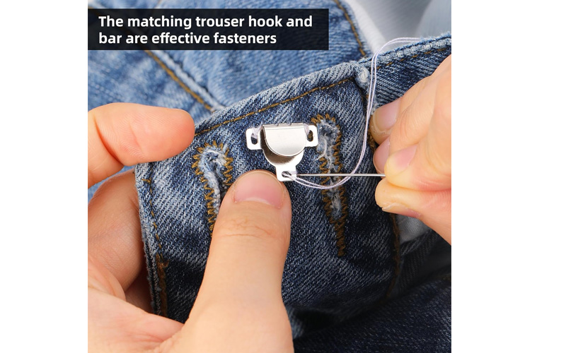 10 套钩眼扣,适用于裤子、短裙、连衣裙、裤子缝纫 - 衣服钩眼扣(银色)