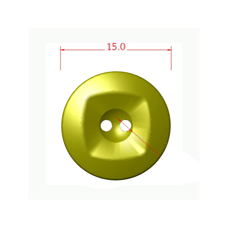 15mm合金两孔钮 中间窝四方形