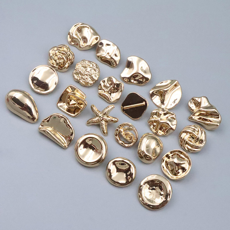 定制金属特殊形状纽扣高品质电镀锌合金纽扣海星贝壳金色纽扣女装