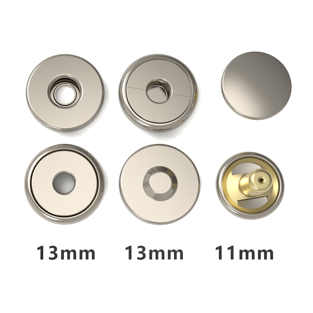 13.0mm Magnetic Snap Shiny Silver