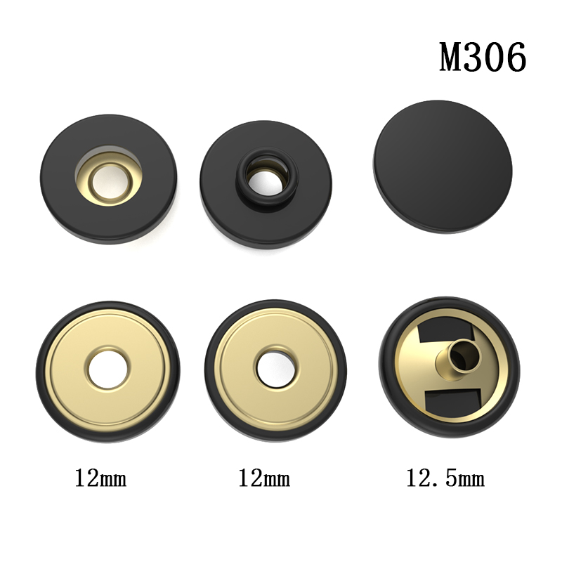 12mm 磁铁四合扣下三件 哑黑色