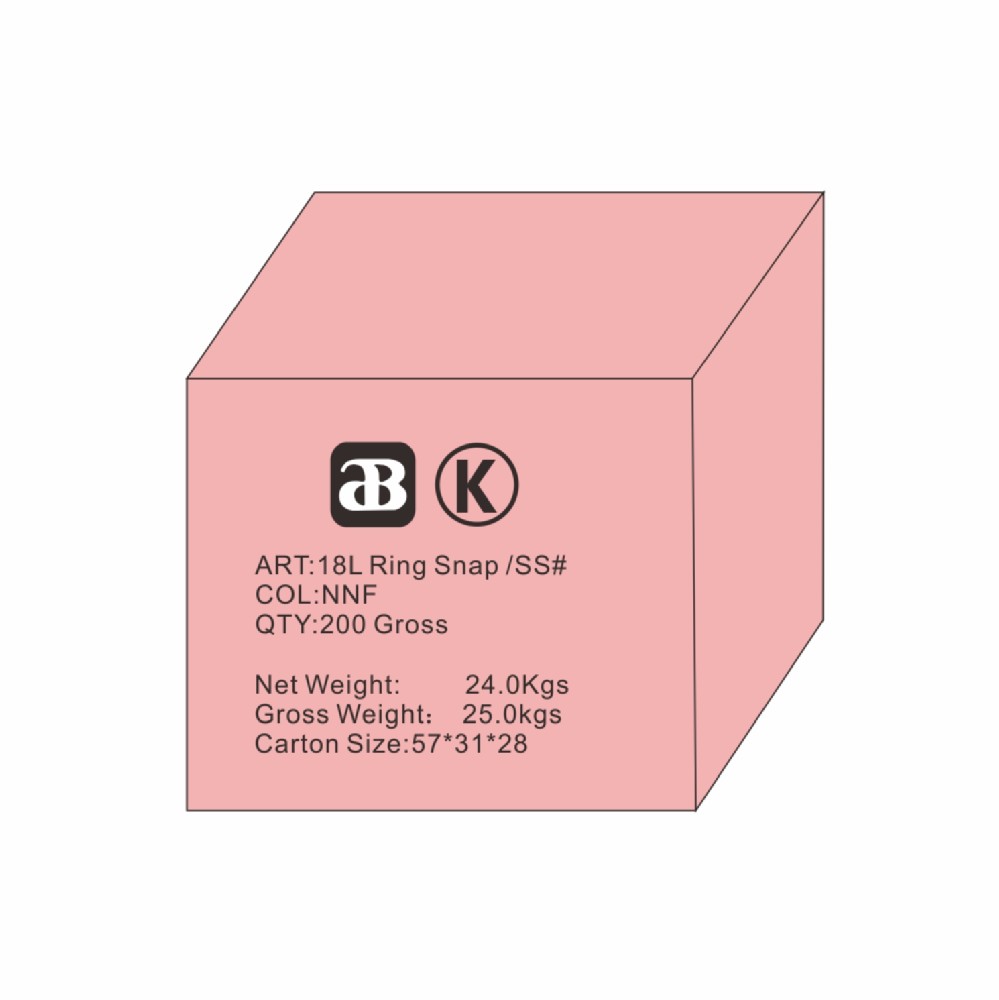 18L Ring Snap/ 333# / Stainless Steel /Packing Details/ AB Asiabutton Brand K Brand