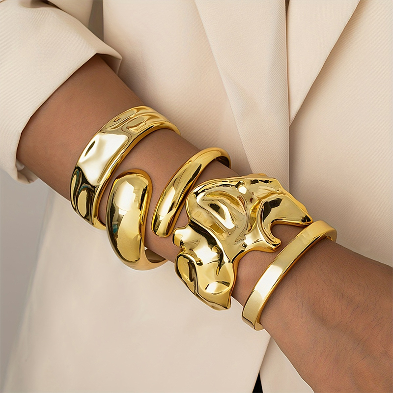 ins爆火｜欧美跨境简约冷淡风CCB开口宽不规则手镯，批发爆款首选