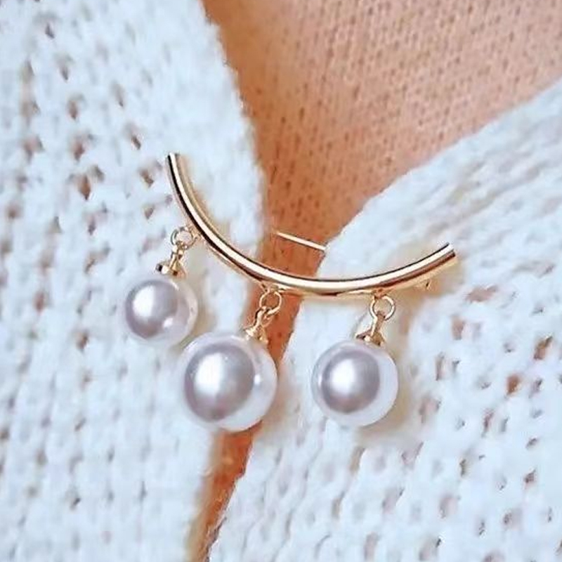 优雅时尚珍珠胸针别针女性固定肩带魅力安全别针胸针服装夹徽章连衣裙扣Diy饰品