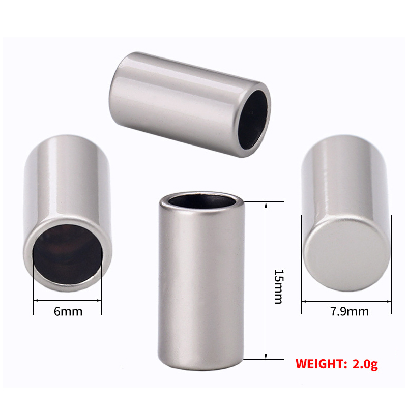 15*7.8mm 圆形抽绳金属吊钟直筒绳头扣电镀锌合金帽绳裤绳尾扣