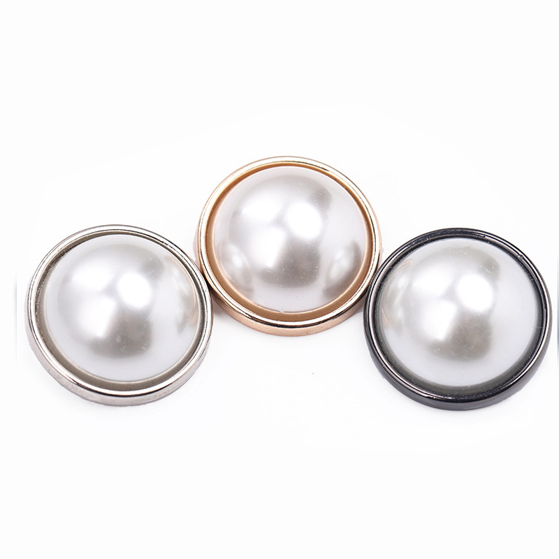 23mm合金圆形低脚手缝扣珍珠装饰扣子
