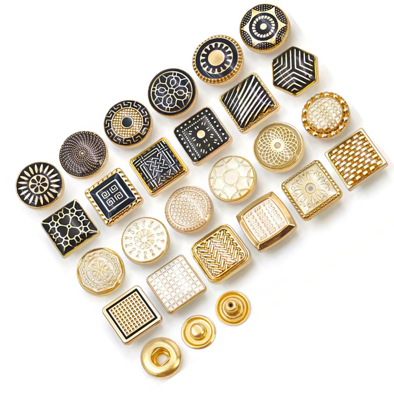 Rugged gun metal alloy cap snap with geometric epoxy art for jackets