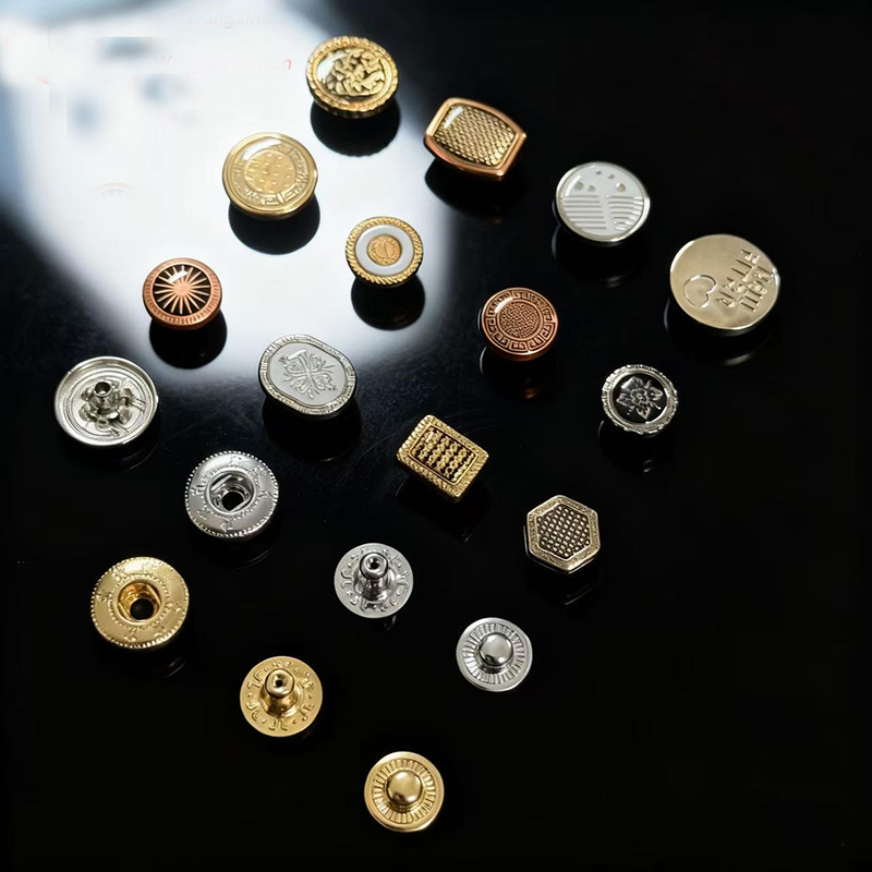 Custom color hand-filled epoxy alloy snap cap for designer clothing